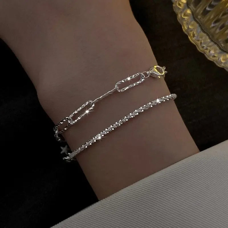 Luxurious Sparkling Adjustable Zircon Bracelets For Women New Gold Plated High Quality Bracelet Wedding Jewelry Birthday Gift