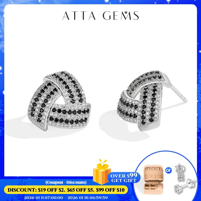 Attagems DVVS Moissanite Diamond Triangle Stud Earring For Women 925 Sterling Silver 18K Gold Plated Birthday Gift Party Jewelry