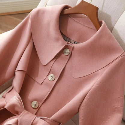 2024 Autumn/Winter Women's Clothing Trench Long Suede Jacket Korean Version Long-sleeved Fashion Temperament Popular Trend Coat LUXLIFE BRANDS