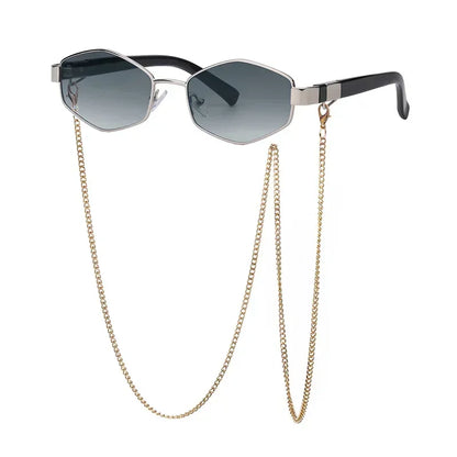 Vintage Sunglasses Women With Chain Small Frame Sun Glasses for Ladies 2023 Trendy Luxury Brand Designer Eyewear UV400 LUXLIFE BRANDS