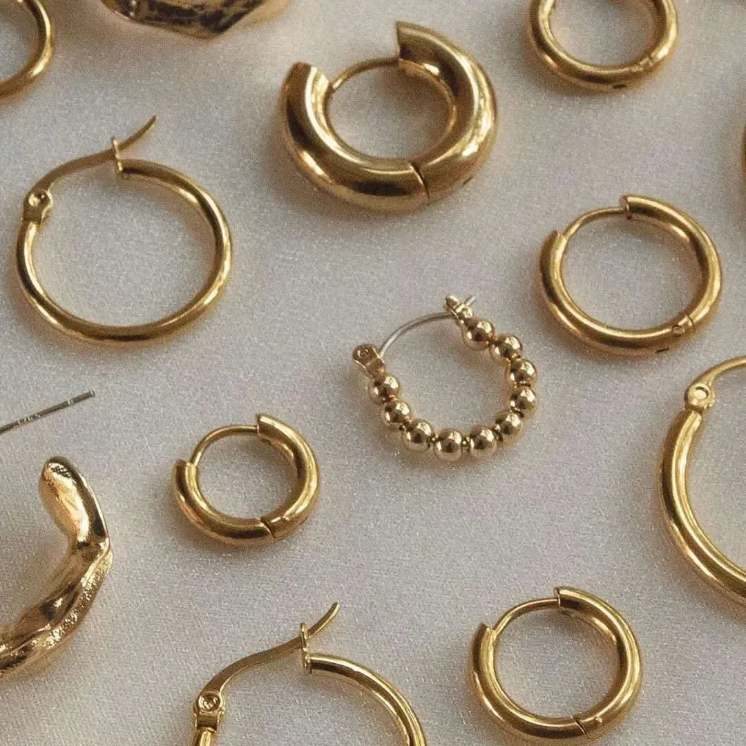 Gold Color Stainless Steel Hoop Earrings for Women Small Simple Round Circle Huggies Ear Rings Steampunk Accessories LUXLIFE BRANDS