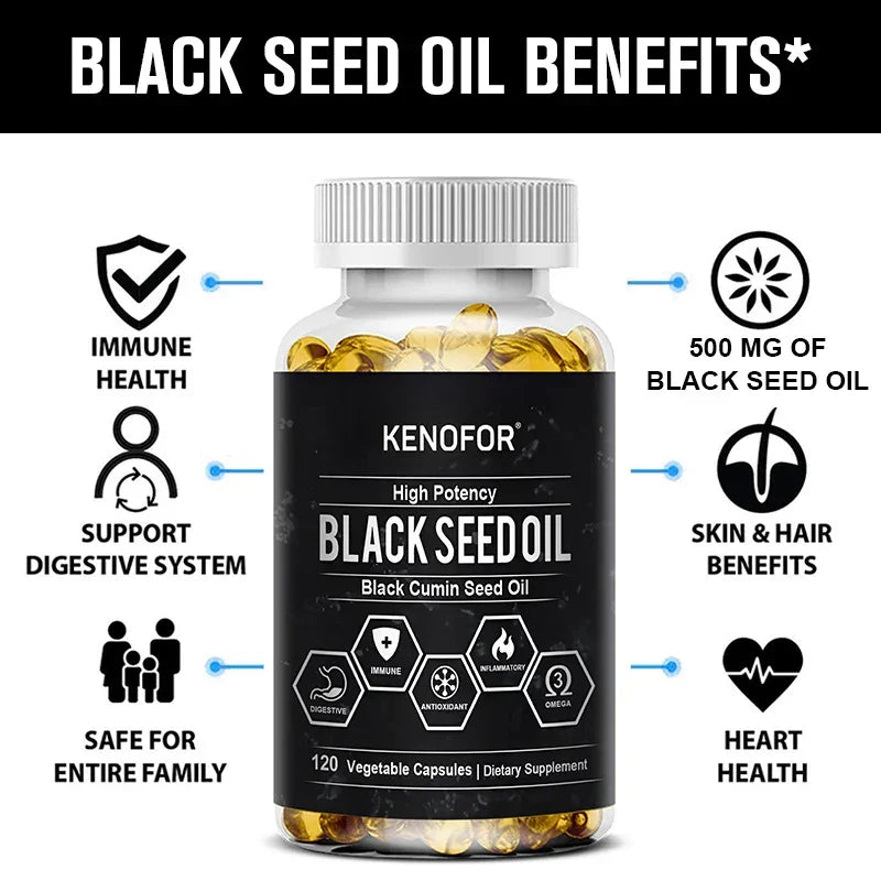 Cold Pressed Organic Black Cumin Seed Oil for Immune System, Digestion, Skin, Hair, Heart Health