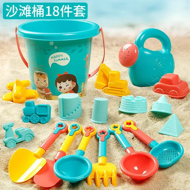 Summer Beach Set Toys For Kids Digging Sand Plastic Bucket Watering Bottle Shovels Children Beach Water Game Toys Tools