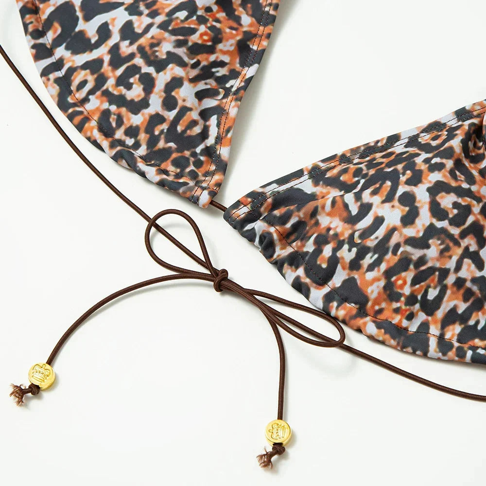 2025 Swimsuits Solid Color Bikini Set Bandage Swimwear Triangle Bathwear New Bathsuit Sexy Bikinis Women's Two Piece Suit Luxlife Brands