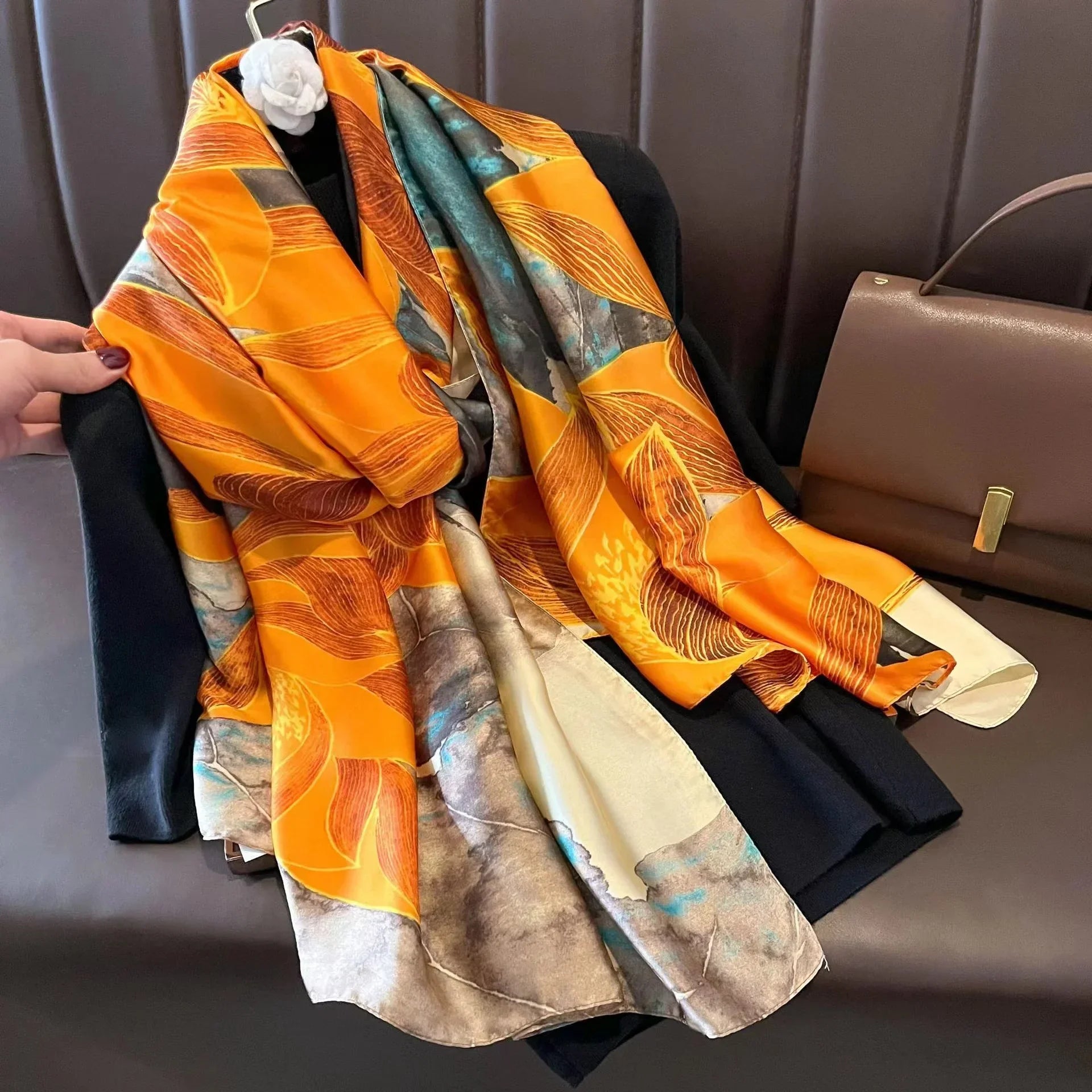 180*90cm Luxury Brand Spring Summer Autumn Women Clothing New Fashion Color matching printed silk scarf lady popular turba