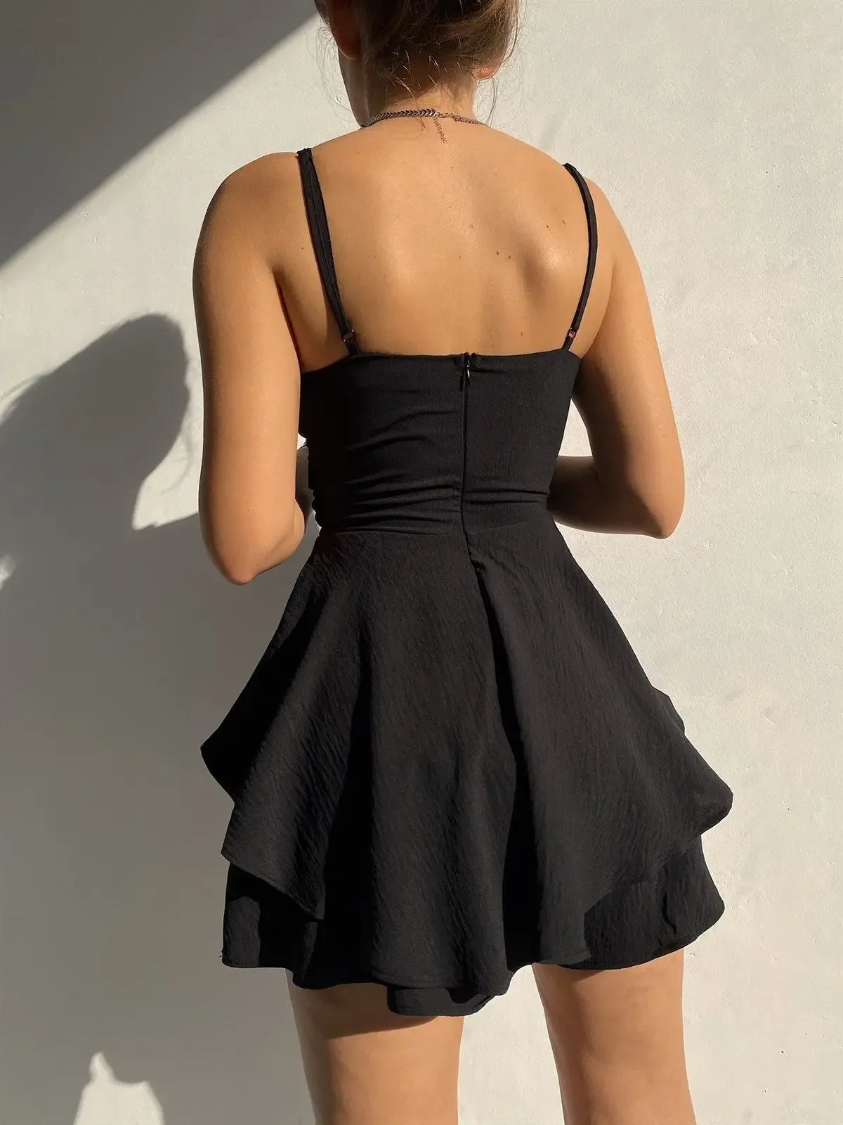 Slim Ruffle Romper Dress