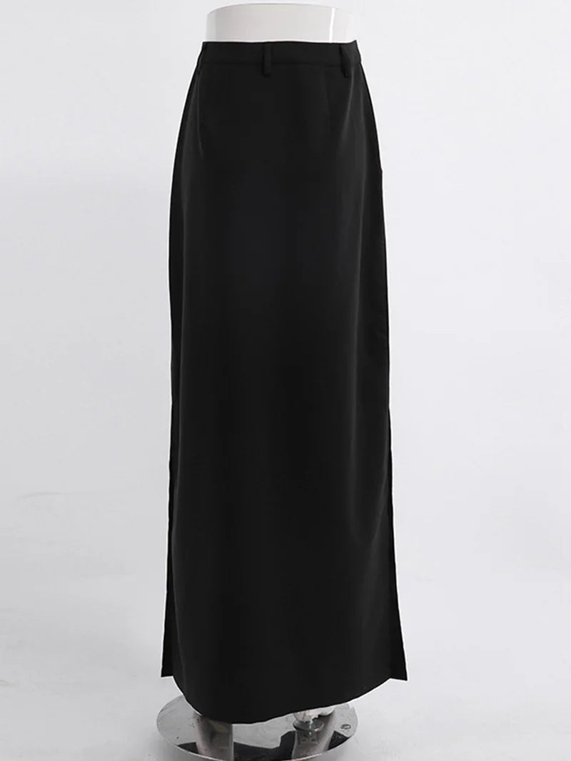 Autumn Maxi High Waist Slit A-line Skirt