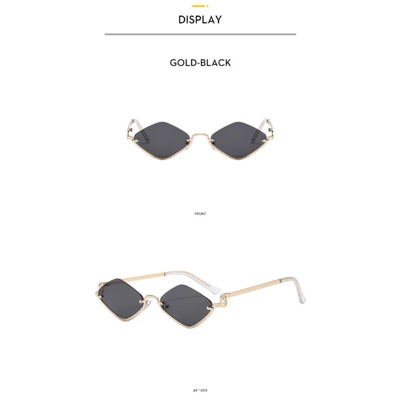 Fashion Small Polygonal Sunglasses Women Brand Metal Half Frame Glasses Ladies Hipster Sexy Cat Eye Shades Vintage