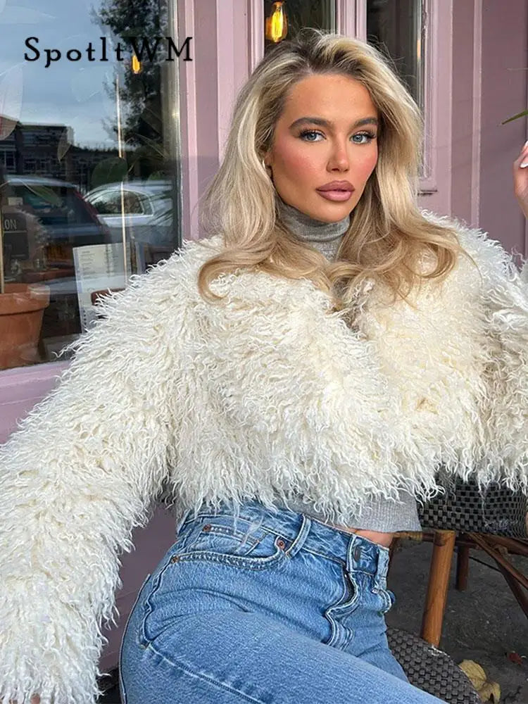 Women’s Faux Fur Cropped Jacket LUXLIFE BRANDS