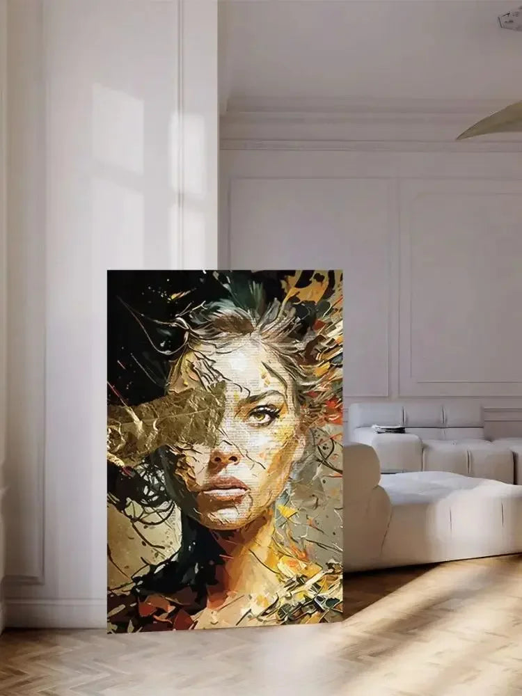 Nordic Boho Fashion Glasses Woman With Flowers Wall Art Canvas Painting Butterfly With Girl Portrait Poster Prints Mural Picture