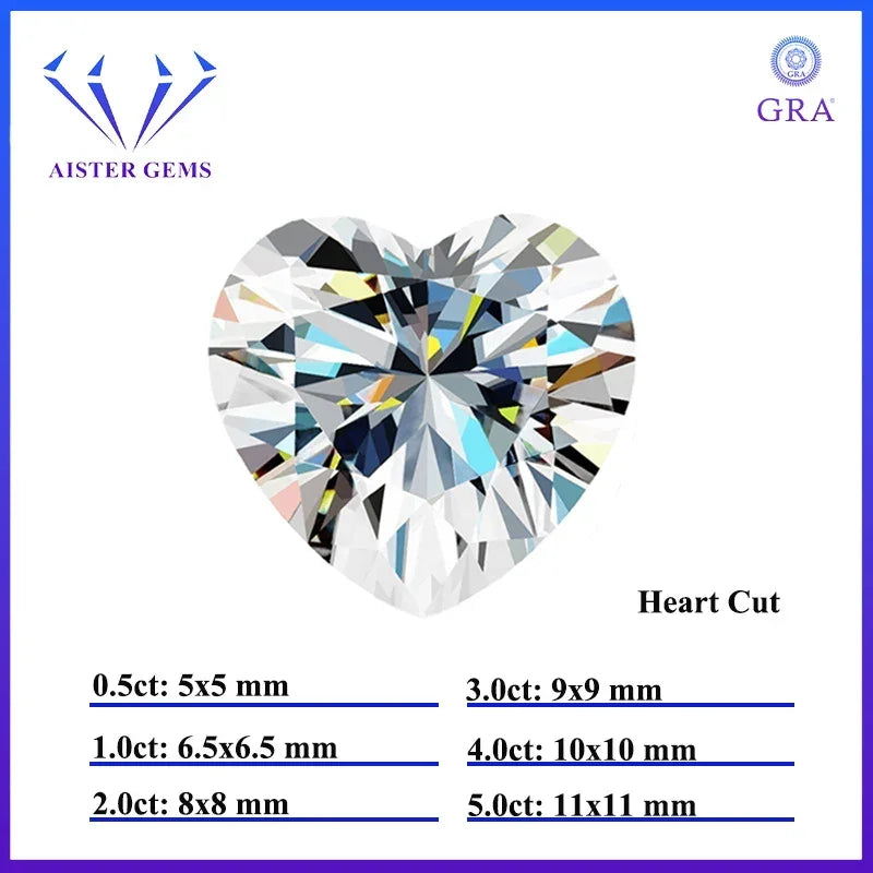 White D Color Moissanite diamonds with GRA Certificate Round Oval Heart Emerald Princess Radiant Cushion Trilliant Marquise Cut Luxlife Brands