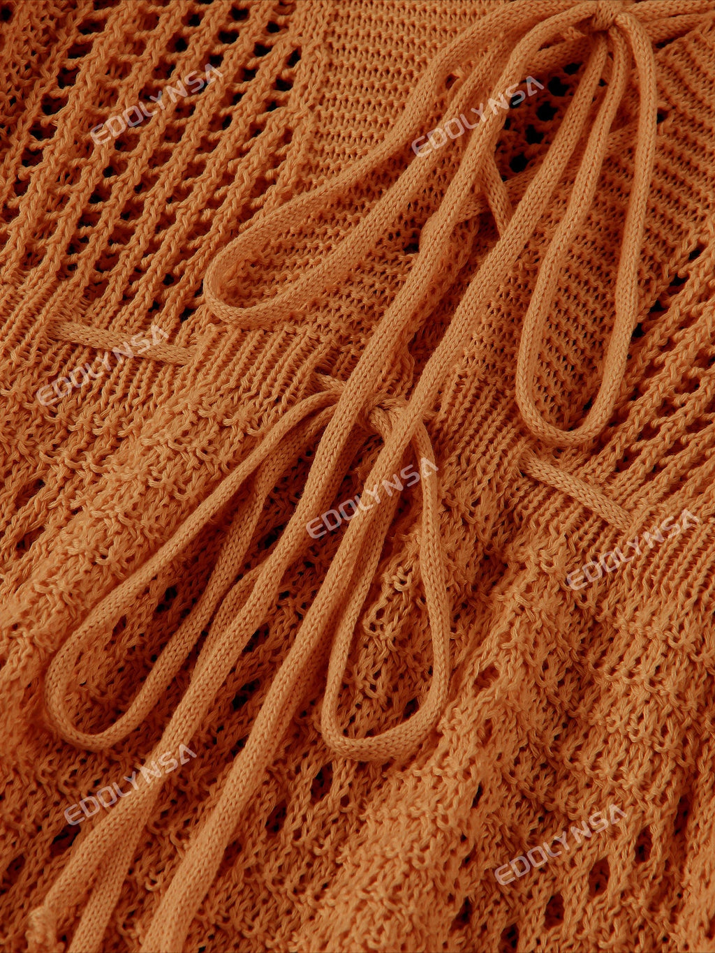 Sexy Deep V-neck Lace-up Bell Sleeve Knit Mesh Hollow Out Beach Mini Dress 2025 Summer Swimsuit Cover Up Women Casual Tunic K14 Luxlife Brands