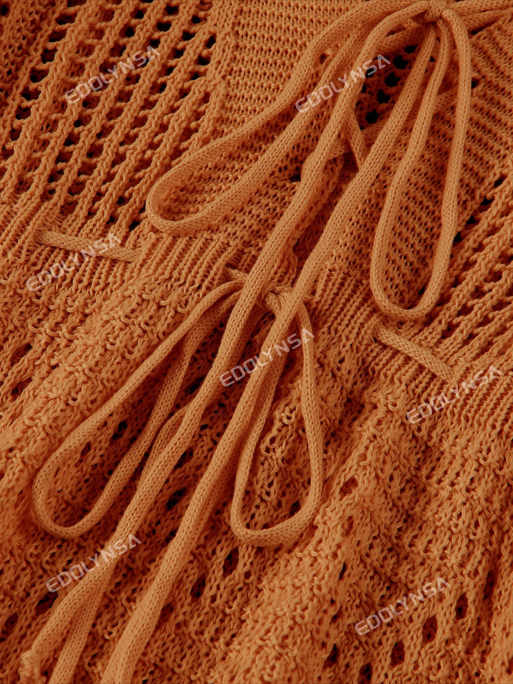 Sexy Deep V-neck Lace-up Bell Sleeve Knit Mesh Hollow Out Beach Mini Dress 2025 Summer Swimsuit Cover Up Women Casual Tunic K14 Luxlife Brands