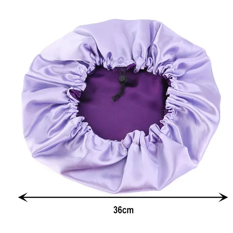 Reversible Satin Hair Caps Bonnets Double Layer Adjust Headwear Curly Hair Cover Hat For Sleeping Women Styling Accessories LUXLIFE BRANDS