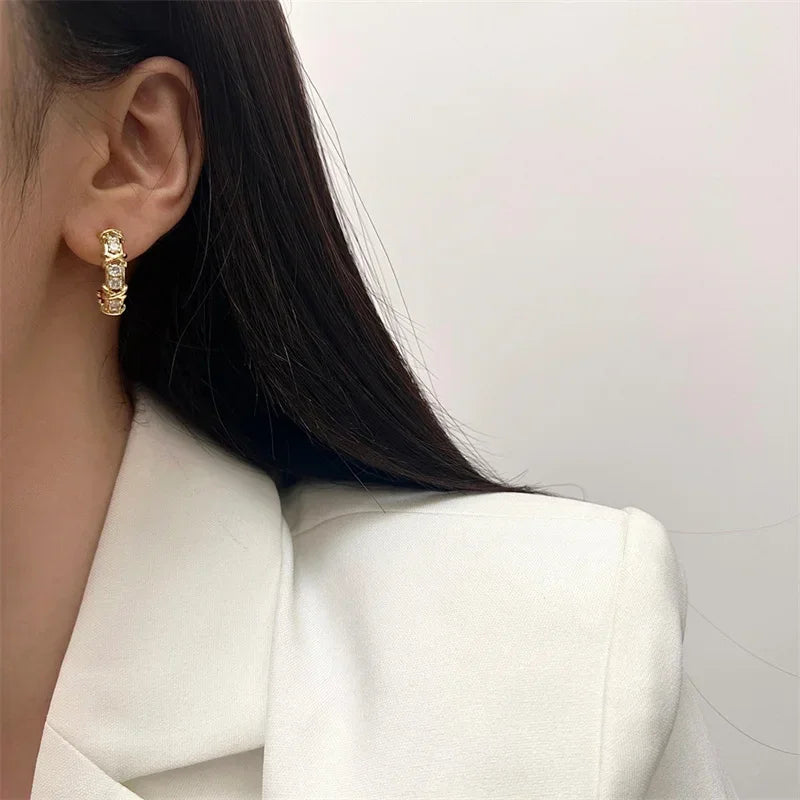Vintage CC Design Stud Earrings Luxlife Brands