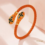 Double Snake Head Cuff Bangles Braided Leather Luxlife Brands