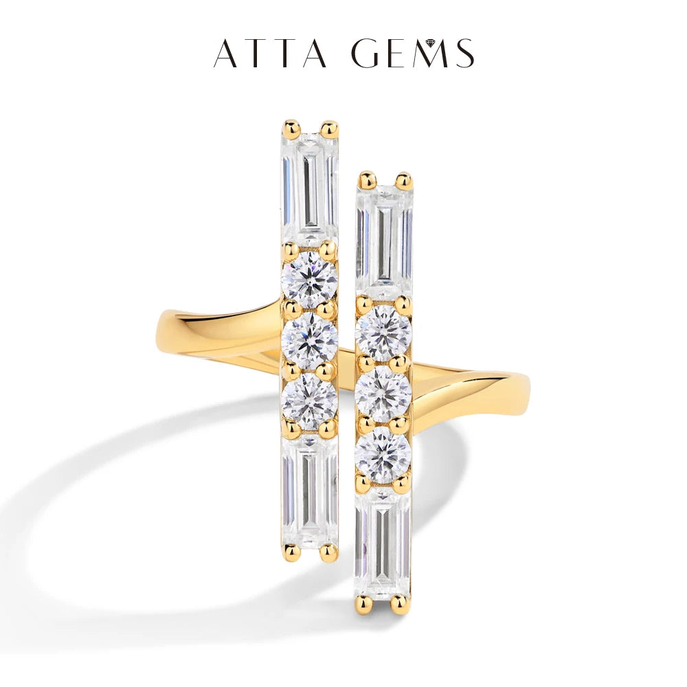 ATTAGEMS D VVS1 Color 3.0CT Moissanite Rings for Women Adjustable Ring Solid 925 Sterling SIlver Engagement Wedding Fine Jewelry