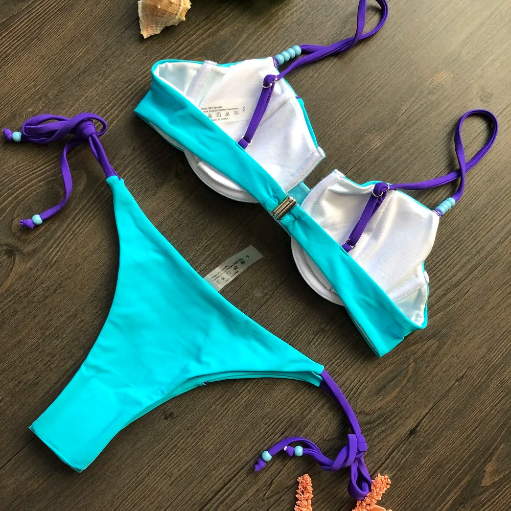 Sexy Bikini 2022 Push Up Bikini Set Yellow Swimwear Women Micro Swimsuit Female Bandage Biquini Beach Wear Swimming Two-Piece Luxlife Brands
