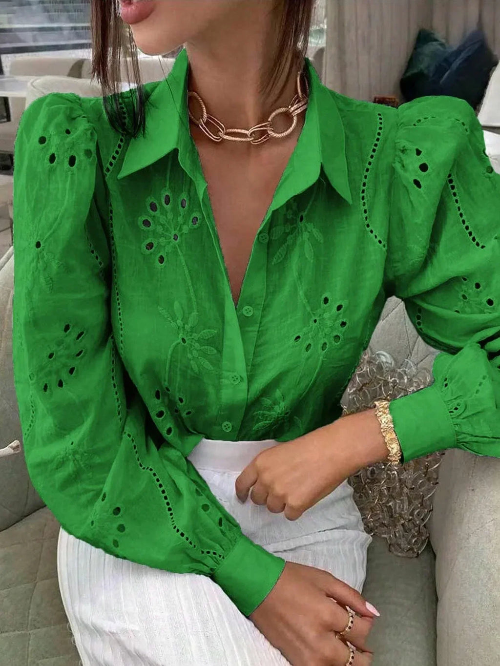 White Long Sleeve Buttons Shirt Women 2024 Autumn Casual Solid Offie Embroidery Women's Tops Blouse Shirts Top Femme Camicette