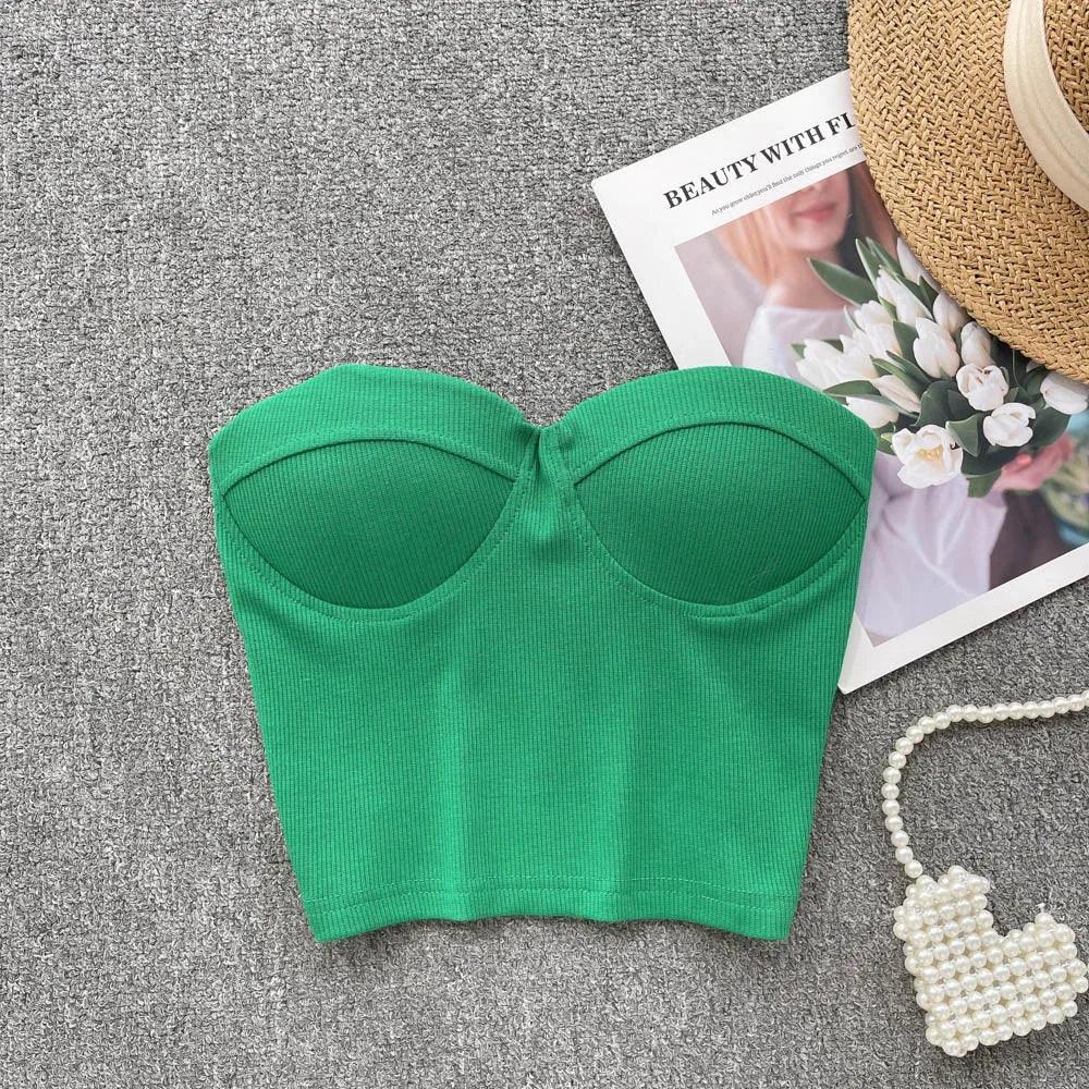 Strapless Western Style Skinny Tanks Camis for Women Summer Casual Solid Colours Female Corset Crop Tube Tops with Built In Bras LUXLIFE BRANDS