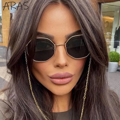 Boho Octagon Sunglasses With Chain