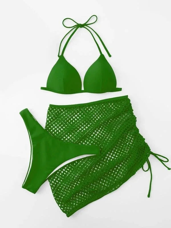 Nadanbao Sexy Mesh Solid Bikini Set Swimsuits for Woman Backless Travel Party Swimwear Female Summer Beach Fashion Bikini Luxlife Brands