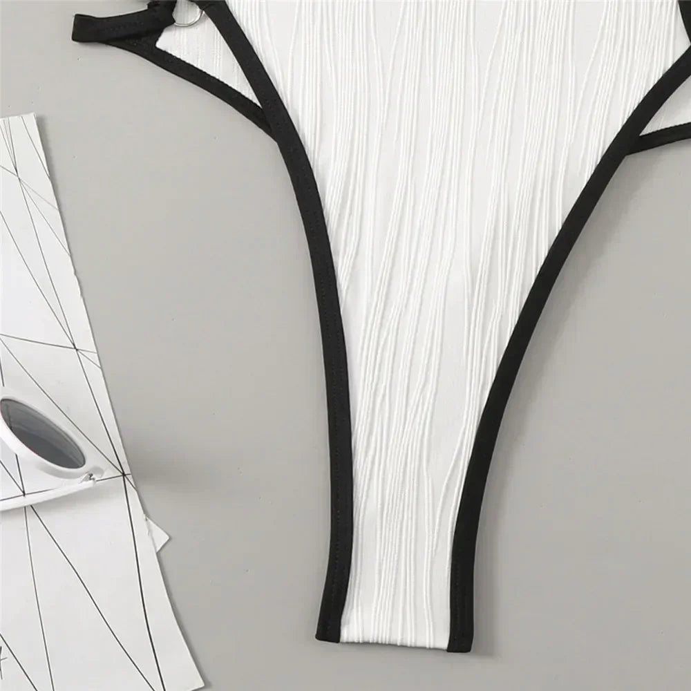 Sexy White Backless Swimwear Women 2024 One Piece Swimsuit Hollow Out Monokini Bathing Suit String Halter Swimming Wear Bather