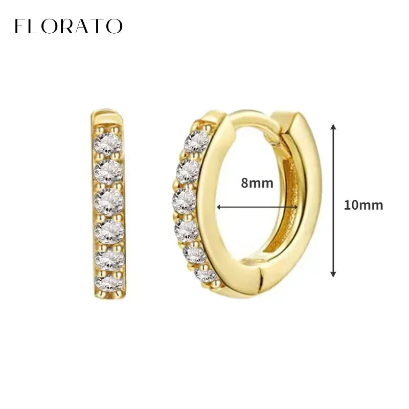 Luxury white crystal zircon earrings 925 sterling silver ear needles Hoop gold earrings For women Fashion Luxury Wedding Jewelry