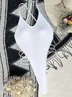 Sexy Criss Cross Backless Female Swimwear One Piece Swimsuit Women Extreme String Thong Monokini High Cut Bathing Suit Swim Lady Luxlife Brands