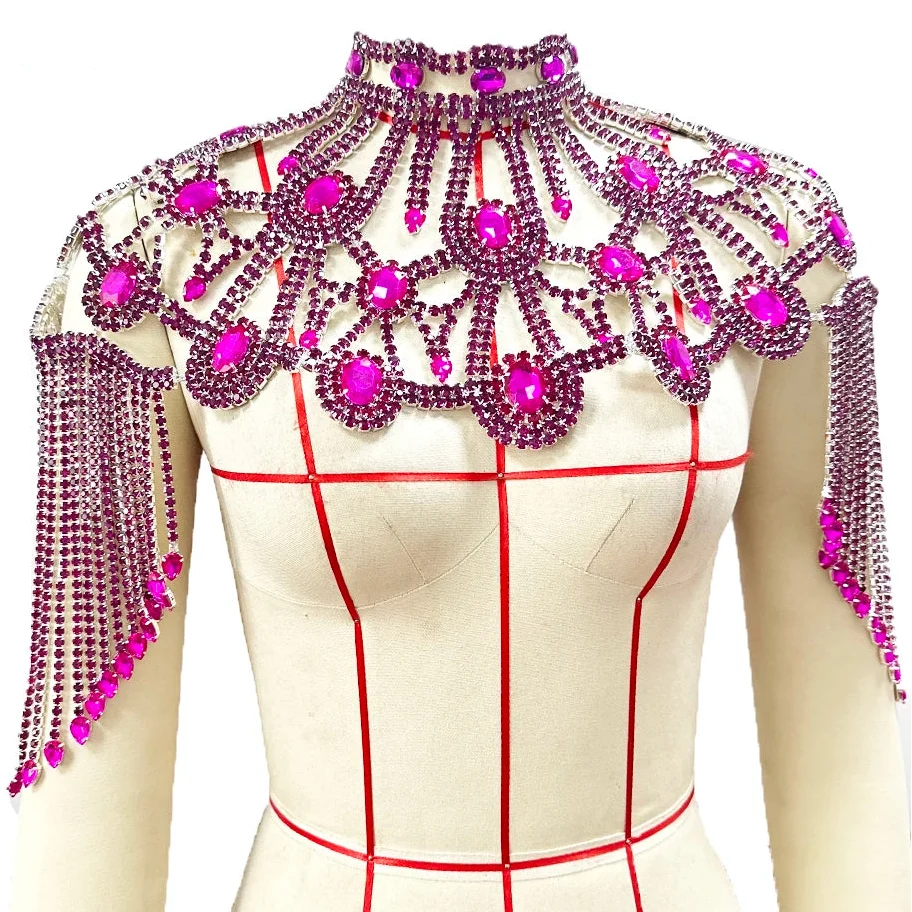 Rhinestone Necklace Shoulder Tassel Body Jewelry