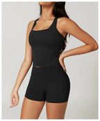 2 Pieces Yoga Suit Naked Feel Gym Set Women Sportswear Workout Clothes High Waist Yoga Short Skirt Fitness Leggings Sports Bra Luxlife Brands