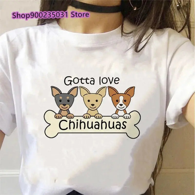 I Love My Chihuahua Graphic Tees Women Funny White Short Sleeve Top Female T-Shirt Lady Tshirt Dog Lover Birthday Gift Vintage - LUXLIFE BRANDS