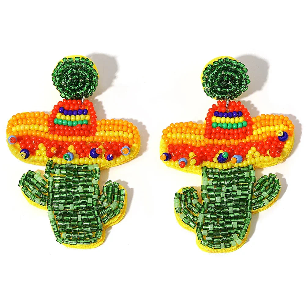 Handmade Beaded Drop Earrings