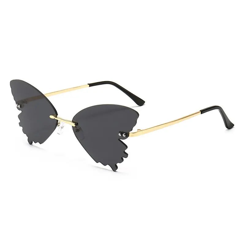 Vintage Rimless Butterfly Shape Sunglasses Streetwear Women Luxury Funny Pink Sun Glasses Shades UV400 2022 Brand Designer SG031