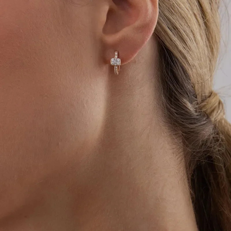 CRMYA Fashion Cubic Zirconia Cz Silver Gold Plated Hoop Earrings For Women Engagement Wedding Trendy Jewelry LUXLIFE BRANDS