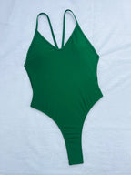 Sexy One Piece Swimsuit Women Ring Linked Bathing Suit String Bandage Swimwear Cut Out Monokini Summer Beach Swim Suit Bather Luxlife Brands