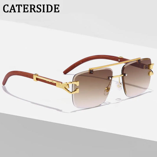 CATERSIDE Retro Square Sunglasses Men Women 2022 Luxury Brand Designer Gold Lion Decoration Sun Glasses Men Travelling Eyewear LUXLIFE BRANDS