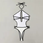 Sexy White Backless Swimwear Women 2024 One Piece Swimsuit Hollow Out Monokini Bathing Suit String Halter Swimming Wear Bather Luxlife Brands