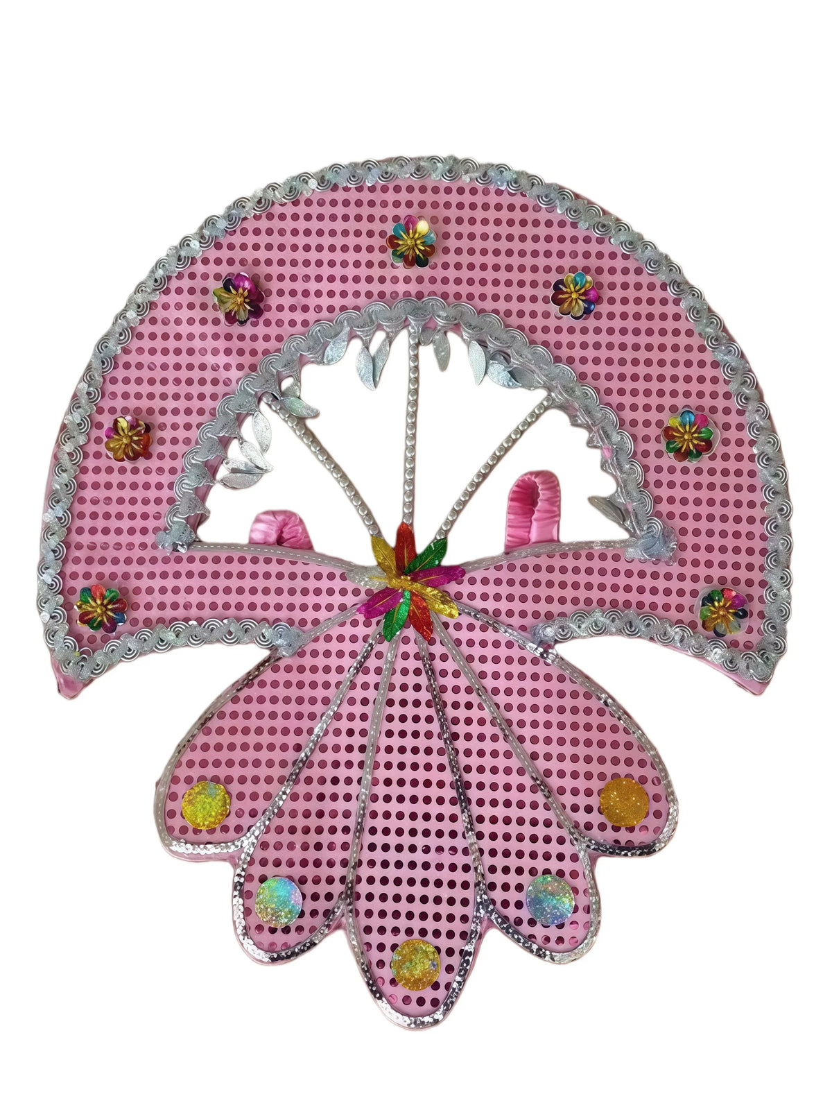 Sequined Butterfly-Style Costume Backpiece with Draped Chain