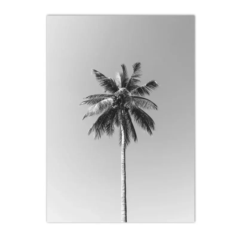 Sea Beach Waves Canvas Poster Black And White Wall Paintings Coconut Tree Art Prints Shell Starfish Print Pictures Bedroom Decor