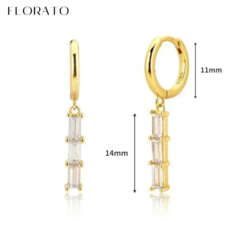 Luxury white crystal zircon earrings 925 sterling silver ear needles Hoop gold earrings For women Fashion Luxury Wedding Jewelry