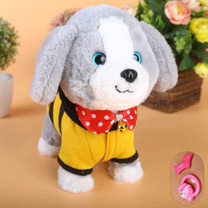 Robot Dog Sound Control Interactive Dog Electronic Plush Pet Toys Walk Bark Leash Teddy Toys For Children Birthday Gifts