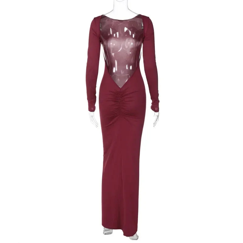 Glamour Backless Ruched Maxi Dress LUXLIFE BRANDS