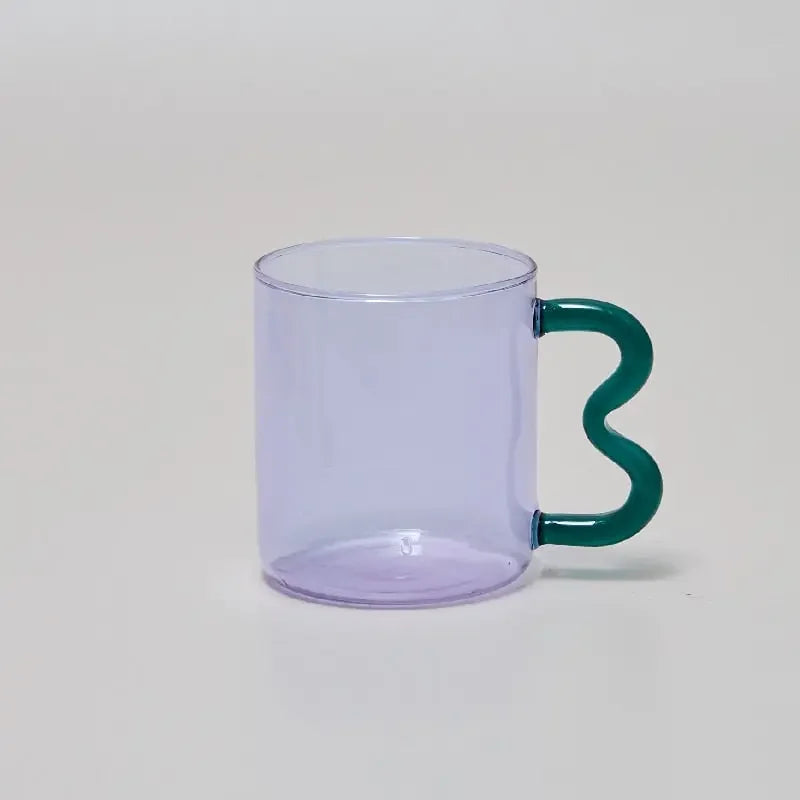Colored Glass Cups Original Design Colorful Waved Ear Glass Mug Handmade Simple Wave Coffee Cup for Hot Water