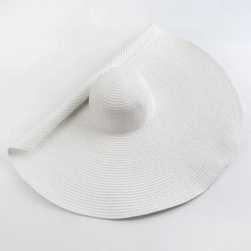 70cm Oversized Wide Brim Sun Hat Travel Large UV Protection Beach Straw Hats Women's Summer Floppy Foldable Chapeaux Wholesale