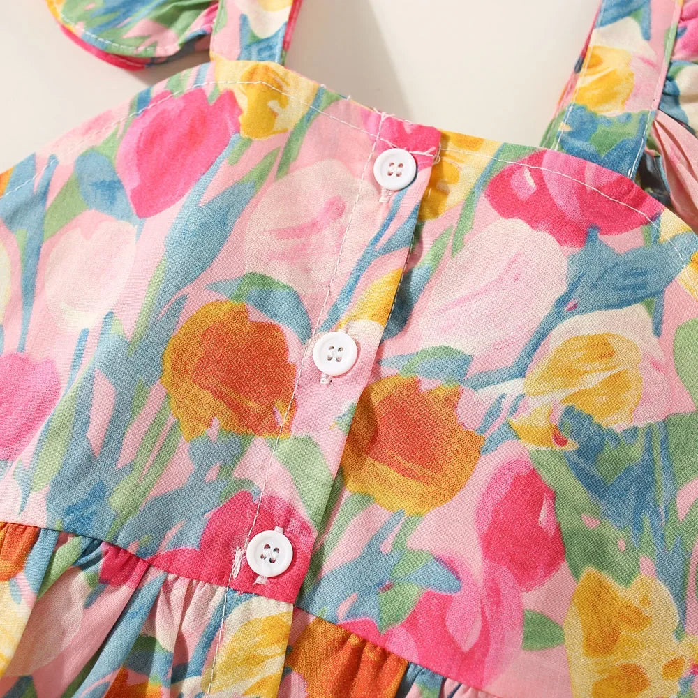 (0-3 Years Old) Summer Baby Girl Flower Small Flying Sleeve Top And Shorts Set Cute Beach Set For Girls Luxlife Brands