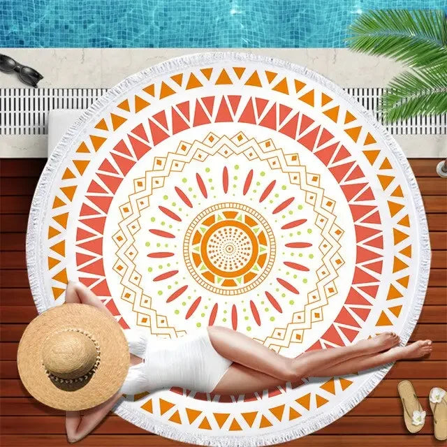 Gradient Mandala Round Beach Towel/Yoga Mat