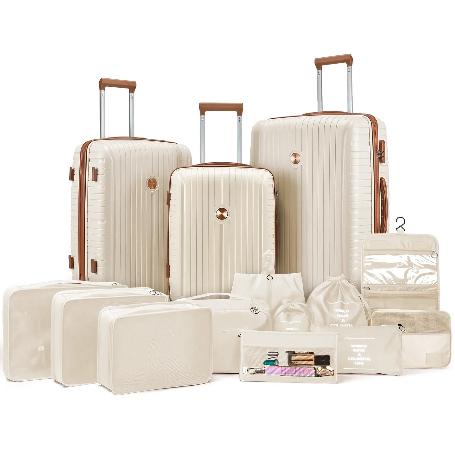 Hard Shell Luggage Sets with Duffel Bag and Toiletry Bag, TSA Lock