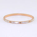 Luxury Natural Shell With Zircon Bangle Bracelets Stainless Steel for Woman's Jewelry Rose Gold Color Wristband Bangles Gift