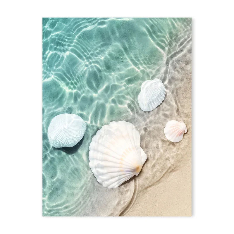 Sea Beach Posters Wall Art Canvas Painting Whale Starfish Coconut Shell Summer Seaside Scenery Pictures Nordic Room Home Decor